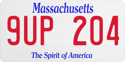 MA license plate 9UP204