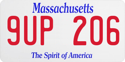 MA license plate 9UP206