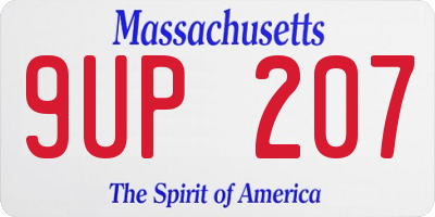 MA license plate 9UP207