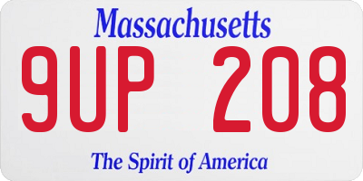 MA license plate 9UP208