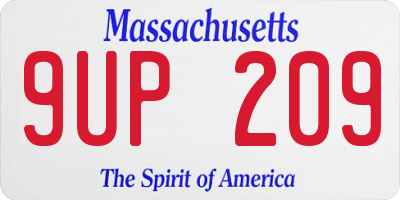 MA license plate 9UP209