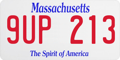 MA license plate 9UP213