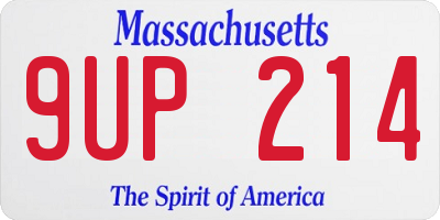 MA license plate 9UP214