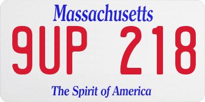 MA license plate 9UP218