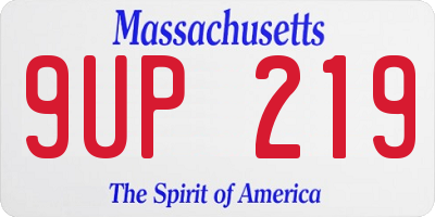 MA license plate 9UP219