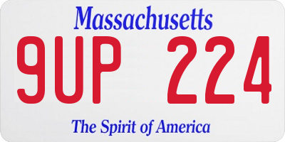 MA license plate 9UP224
