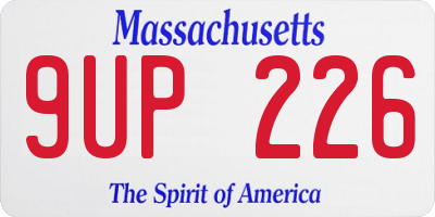 MA license plate 9UP226