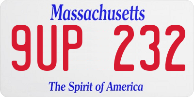 MA license plate 9UP232
