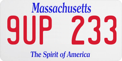 MA license plate 9UP233