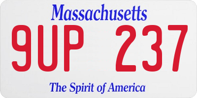 MA license plate 9UP237