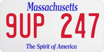 MA license plate 9UP247