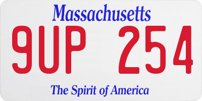 MA license plate 9UP254