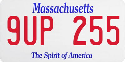 MA license plate 9UP255