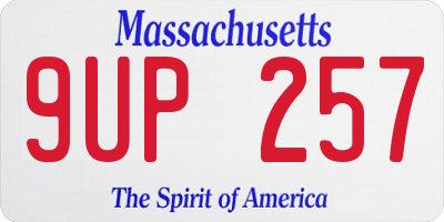 MA license plate 9UP257
