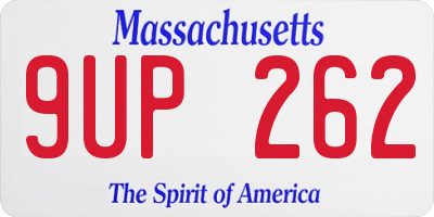 MA license plate 9UP262
