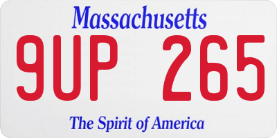MA license plate 9UP265