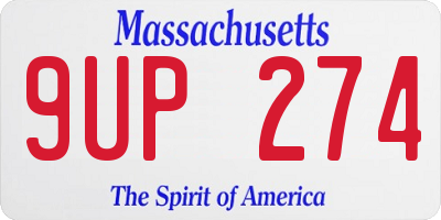 MA license plate 9UP274