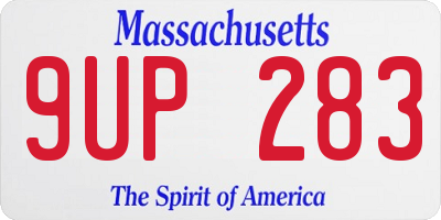 MA license plate 9UP283