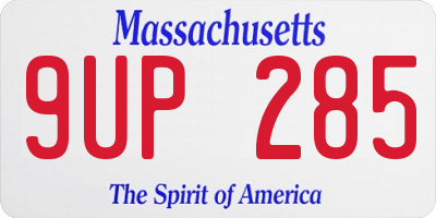 MA license plate 9UP285