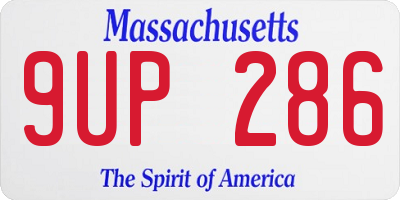MA license plate 9UP286