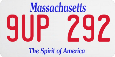 MA license plate 9UP292