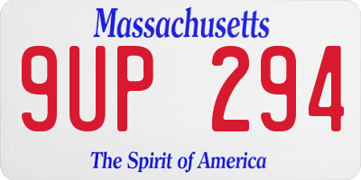MA license plate 9UP294