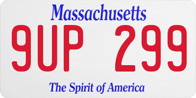 MA license plate 9UP299