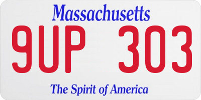 MA license plate 9UP303