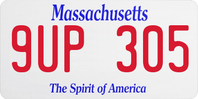 MA license plate 9UP305