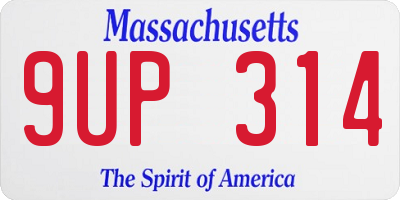 MA license plate 9UP314
