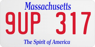 MA license plate 9UP317
