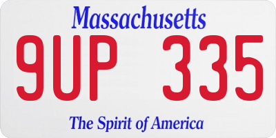 MA license plate 9UP335