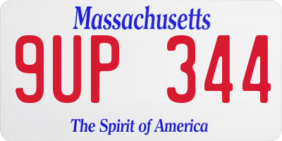 MA license plate 9UP344