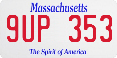 MA license plate 9UP353