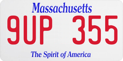 MA license plate 9UP355