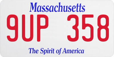 MA license plate 9UP358
