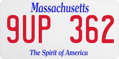 MA license plate 9UP362