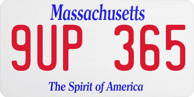 MA license plate 9UP365