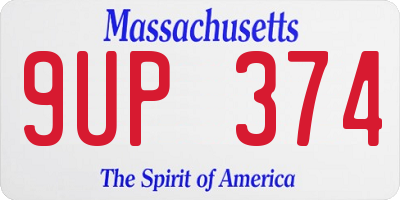 MA license plate 9UP374