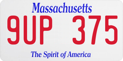 MA license plate 9UP375