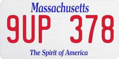 MA license plate 9UP378