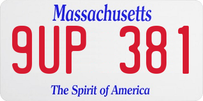 MA license plate 9UP381