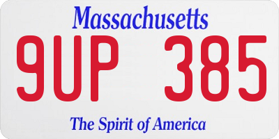 MA license plate 9UP385