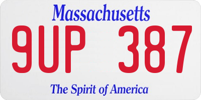 MA license plate 9UP387