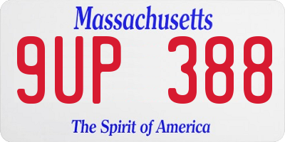 MA license plate 9UP388