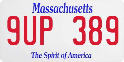 MA license plate 9UP389