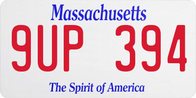 MA license plate 9UP394