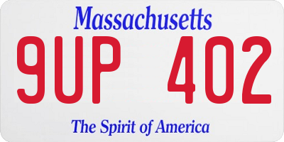 MA license plate 9UP402