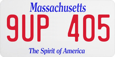 MA license plate 9UP405