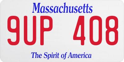 MA license plate 9UP408